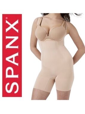 SPANX Sculpt Soft Nude OnCore Open-Bust Mid-Thigh Bodysuit Size Medium NWT